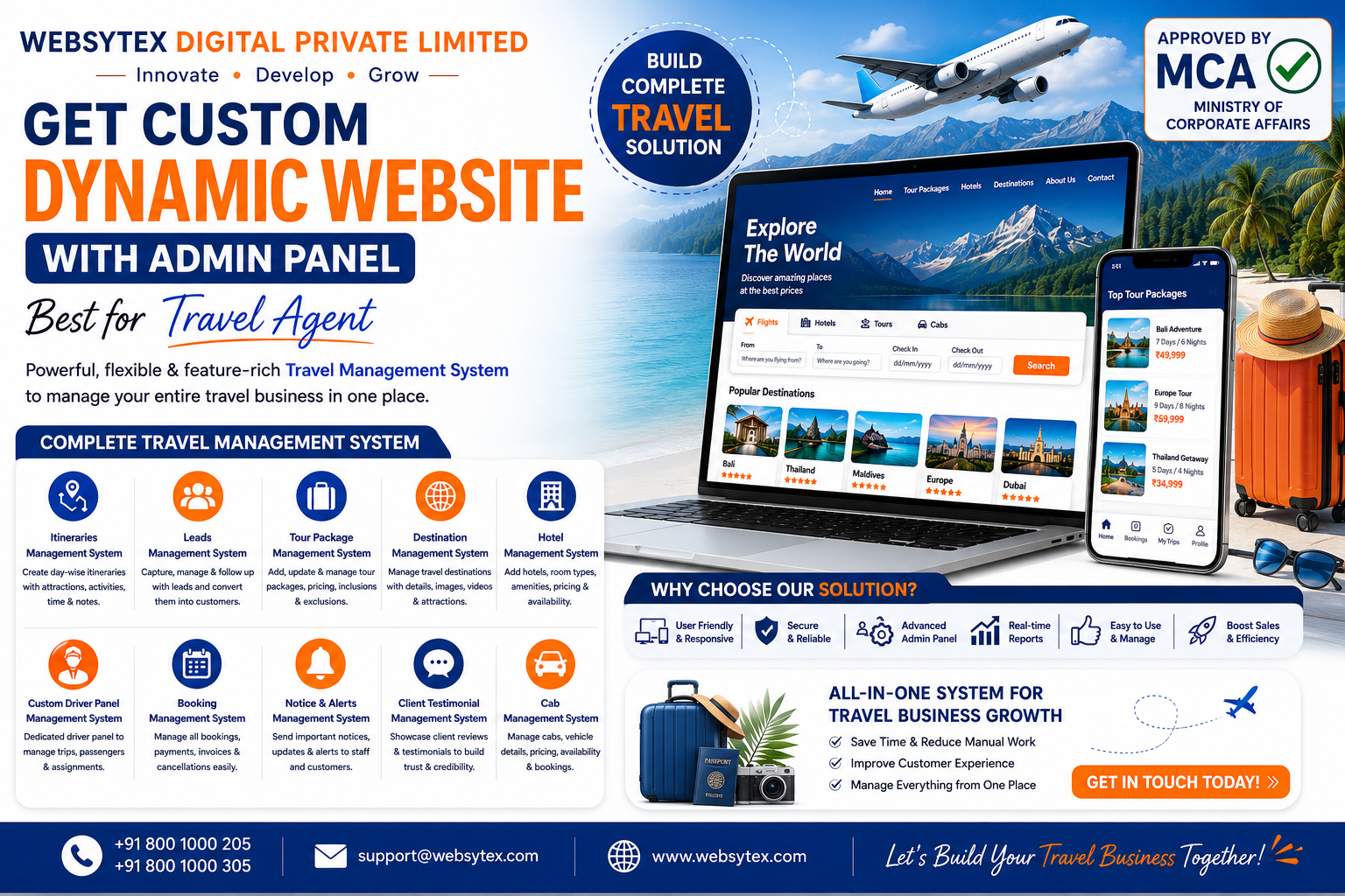Get Custom Dynamic Travel Website with Admin Panel – Complete Travel Management Solution for Travel Agencies